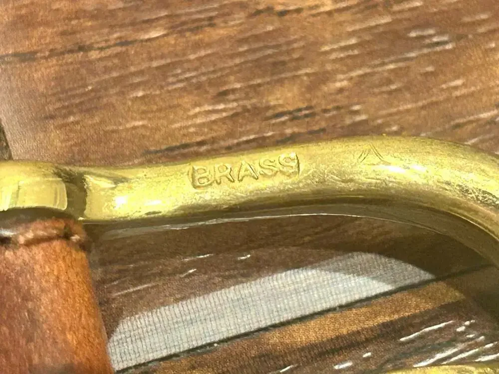 Vintage Hand-Tooled Tan Leather Western Belt with Brass Buckle